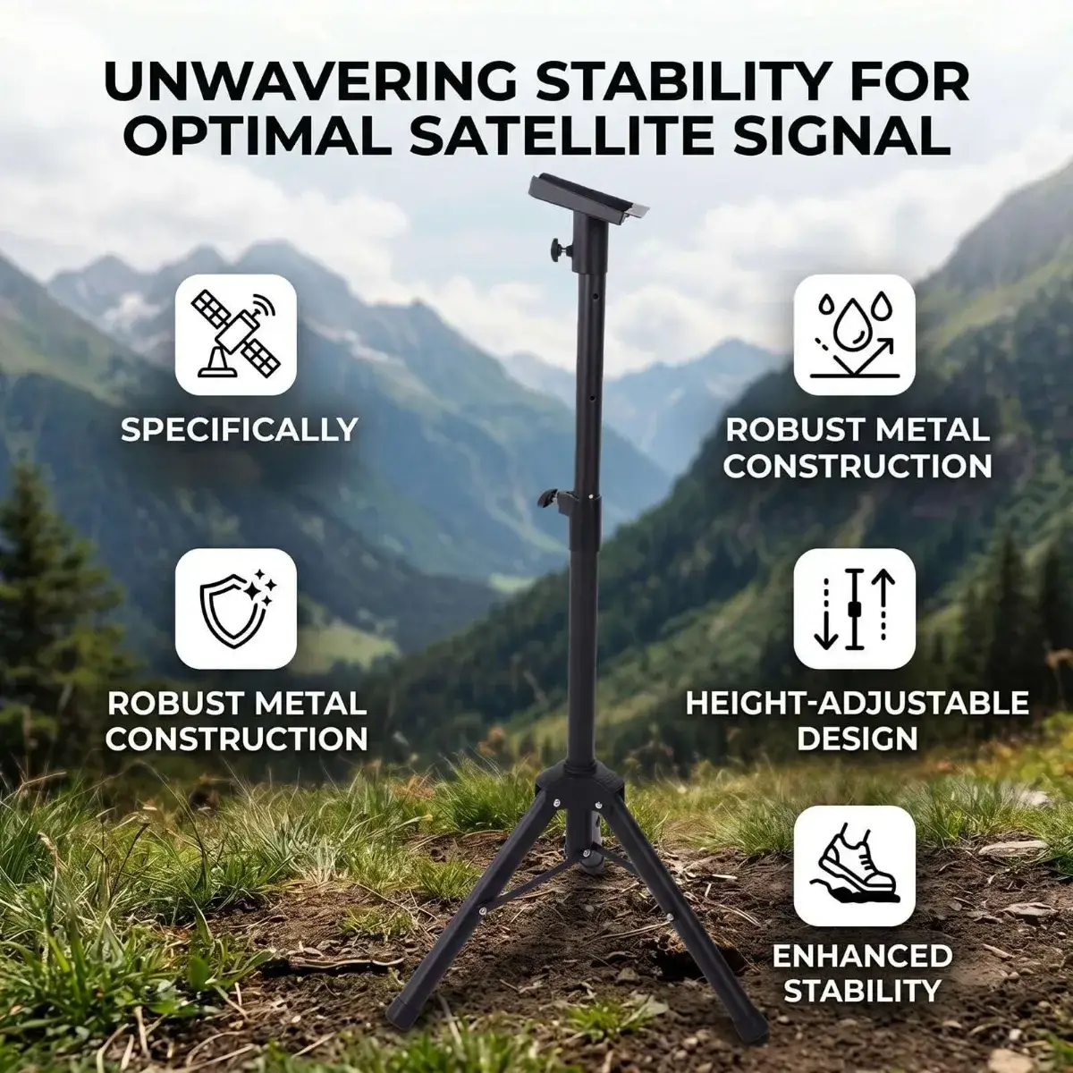 Starlink Gen3 Tripod Stand, Height Adjustable Windproof Mount with Quick Lock Knob and Non Slip Foot Pads, for Gen 3 Outdoor Camping RV Boat - Image 3
